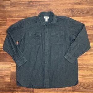LL Bean Chamois Cloth Flannel Button Down Shirt Gray Mens Size XL